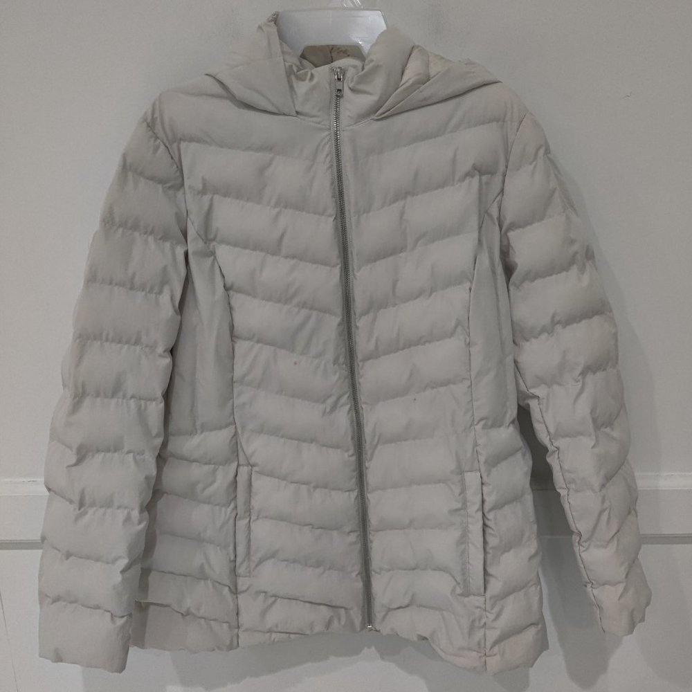 SOILED 32 Degrees Heat Womens Winter Tech Hooded Puffer Jacket Size L $125 9D063